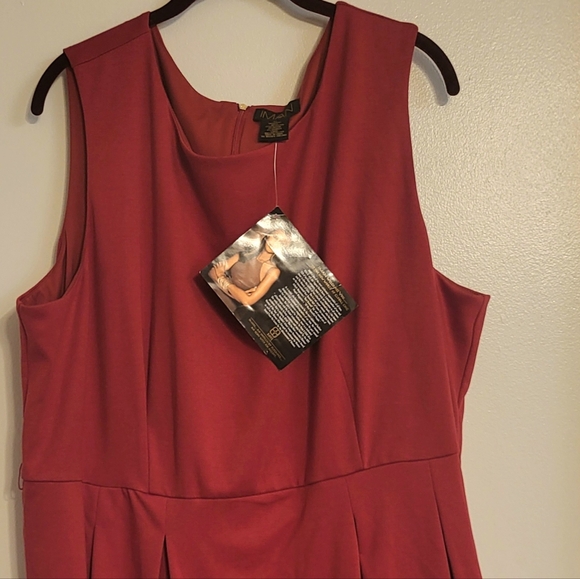 IMAN Red Fit and Flare Black Lace Sequins Hem Zip- Up Pleated Dress Plus Size 3x - Picture 1 of 6